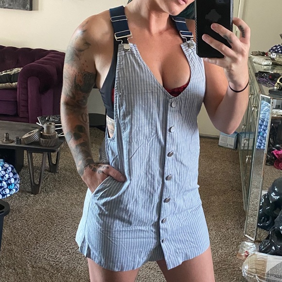 Volcom blue striped overall short dress - Picture 9 of 16